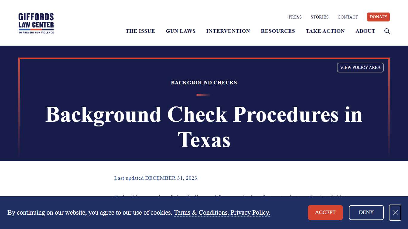 Background Check Procedure Laws in Texas Giffords